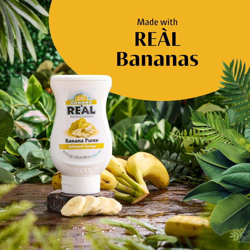 BANANA REÀL, Banana Puree Infused Syrup, 16.9 FL OZ Squeezable