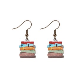 FAADBUK - Pendientes colgantes para amantes del libro, multicolor