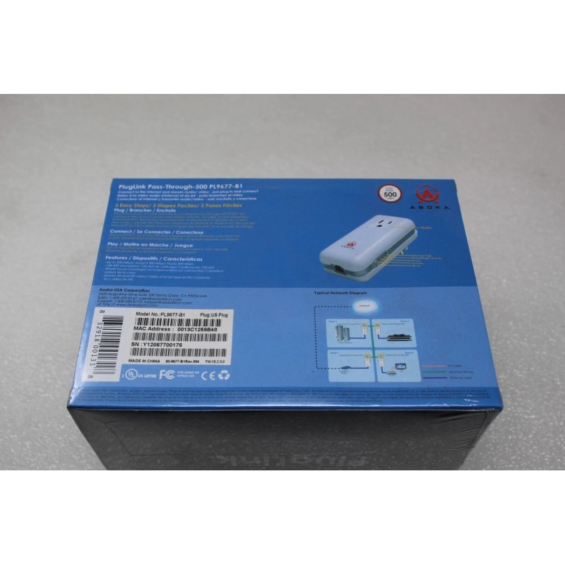 Asoka NEW ASOKA Ethernet PlugLink PL9677-B1 PlugLink Pass-through-500 SEALED