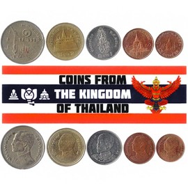 Thailand 5 Mixed Coins | 5 Satangs to 2 Bahts | Thai Currency Since 1947