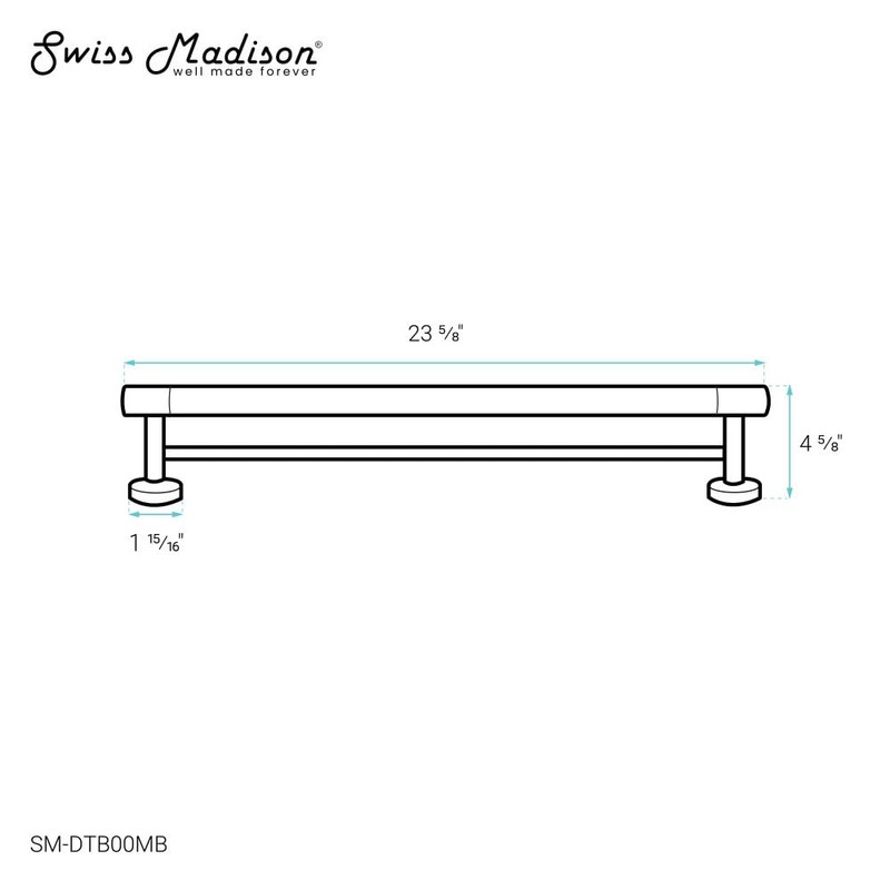 Swiss Madison Avallon 24" Double Towel Bar in Matte Black