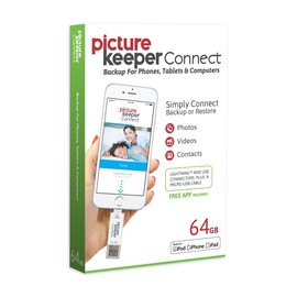 Picture Keeper Connect for iPhone, Android, USB-C, PC & Mac - 64GB USB Backup for Photos, Videos, Contacts, Flash Drive Memory Backup - 64GB, Silver