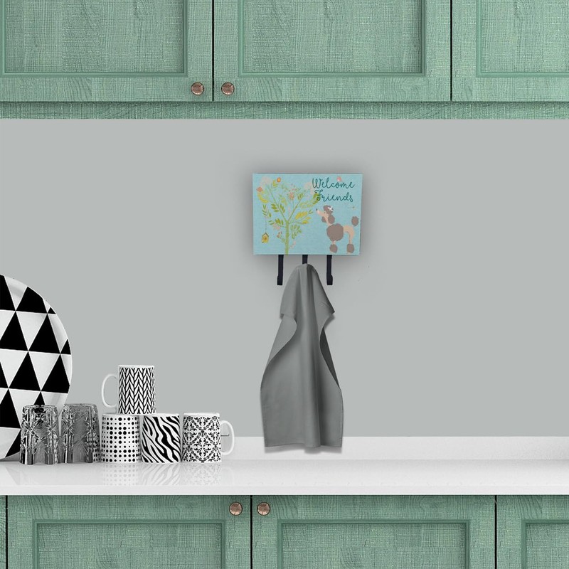 Caroline's Treasures Welcome Friends Chocolate Poodle Wall Hook, Triple