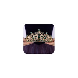 Teyglen Green Crystal Wedding Tiara for Women Royal Princess Rhinestone Queen Crown Headband for Brithday Pegeant Party Prom Bridal Crown Tiara Hair Jewelry (Green)
