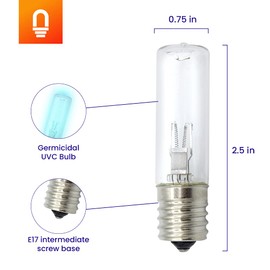 lumenivo LB1000 UV-C Replacement Bulbs for Germ Guardian GG1000, GG1000CA, GG1100, GG1100W, GG1100B 3 watts, E17 Intermediate Base UVC Bulb - T7, Germicidal UVC Lamp Replacement - 2 Pack