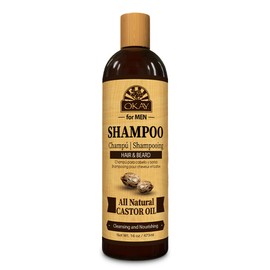 Okay for MEN Castor Oil Hair & Beard Shampoo - Hydrating Shampoo for Healthy Hair & Beard Growth, Moisturizing Care, Strengthen & Restore Damage, Natural, Sulfate-Free - 16 Oz