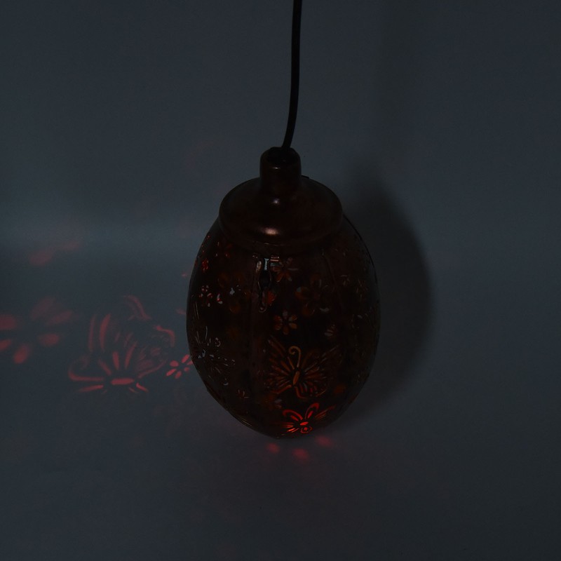 Iron Hollow Water Drop Lamp Solar LED Lantern Garland Garden