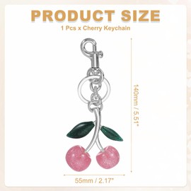 PATIKIL Cherry Keychain for Women Bag Purse Charm Cute Cherry Accessories with Key Rings and Clip for Handbag Keys Car Ring, Pink-Silver
