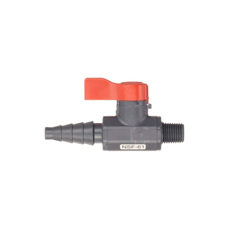 Asahi America-1078002 Labcock PVC Ball Valve, Inline, Unibody, Lever, 1/4"