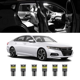 6pcs White Interior LED Lights Kit for 2013 2014 2015 2016 2017 2018 2019 2020 2021 2022 Honda Accord Super Bright LED Map Dome Cargo Replacement Light Bulbs