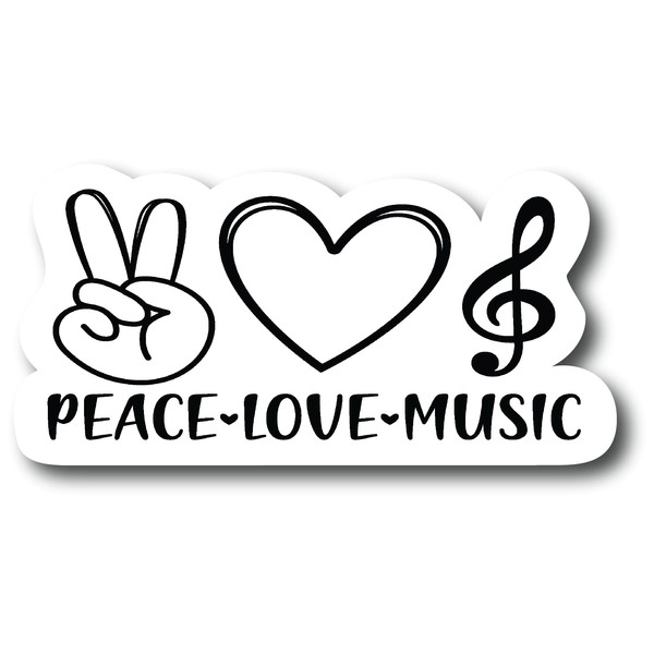 Peace Love Music | 5 X 3 inch | Waterproof