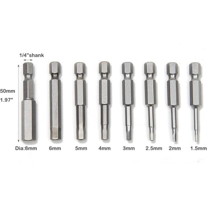 Bestgle 8 Pcs Magnetic Screwdriver Drill Bit Set H1.5-H8 Inner
