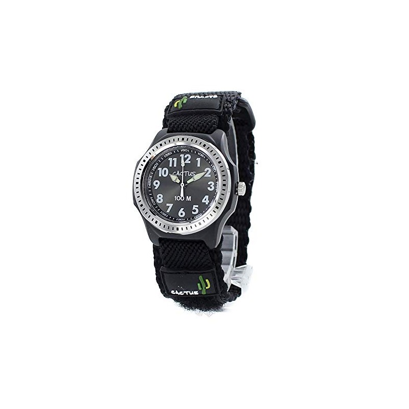 Cactus (CAC-45-M01/Black) Children's Watch, Boys and Girls, Waterproof, Velcro Nylon