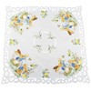 Easter Bunny Table Topper, Square Decorative, White with Floral Pattern