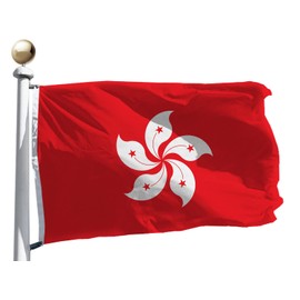 Hong Kong Flag 3x5 Ft, Moderate-Outdoor 100D Polyester,Canvas Header and Double Stitched -3' x 5' China Special Administrative Region Flags Banner House Decoration Yard Gift