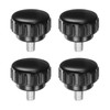 sourcing map 4pcs Knurled Clamping Knobs M6 x 10mm Metric Zinc Plated Carbon Steel Male Thread Thumb Screw on Type 30mm Plastic Round Head Threaded Hand Bolt Stud Knobs Black