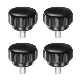 sourcing map 4pcs Knurled Clamping Knobs M6 x 10mm Metric Zinc Plated Carbon Steel Male Thread Thumb Screw on Type 30mm Plastic Round Head Threaded Hand Bolt Stud Knobs Black