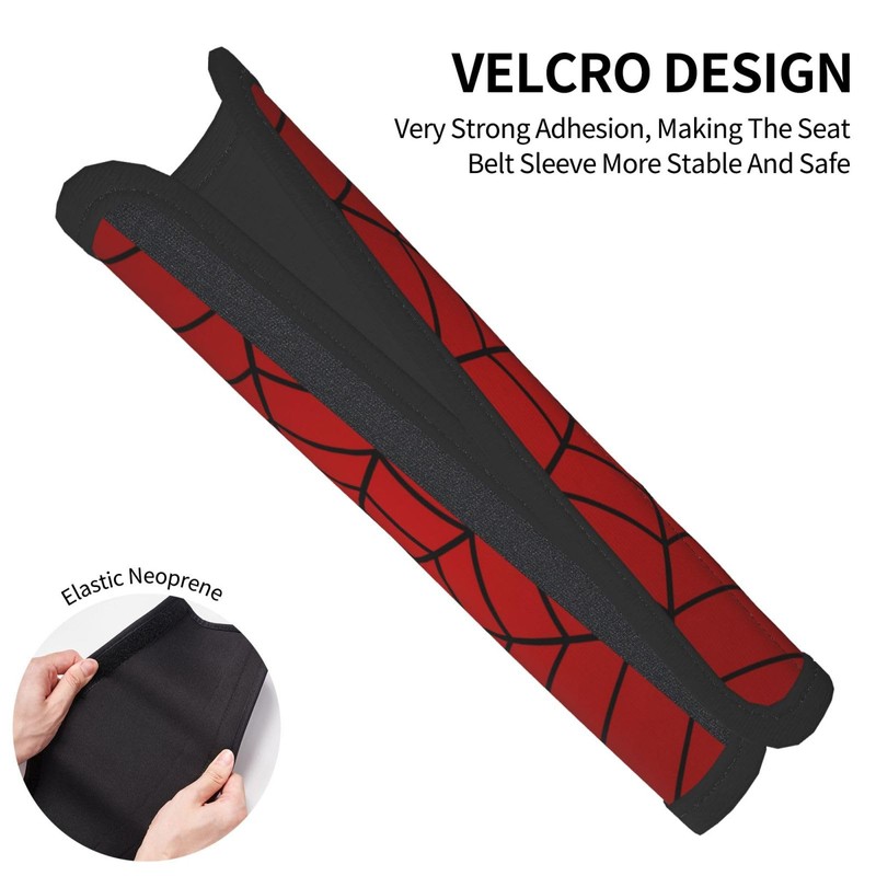 YANGDADA Stylish Red Spider Web Seat Belt Covers Soft Comfortable