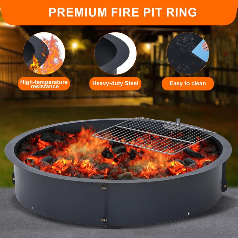 32 inch Inner Fire Pit Ring, Outdoor 2.5MM Steel Firepit