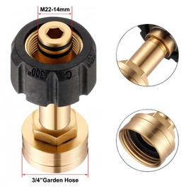 GHYTRIGEN 2 Pcs Pressure Washer Hose Adapter,M22-14mm x 3/4" FGH Female to Female Hose Adapter,M22 14mm Quick Connect,Faucet to Hose Adapter for Pressure Washer Gun,Garden Hose Adapter