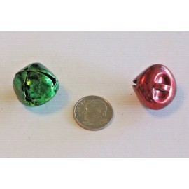 Unbranded Christmas Bells Miniature Ornaments 4 Sided Metal Shiny Red and Green 3/4"