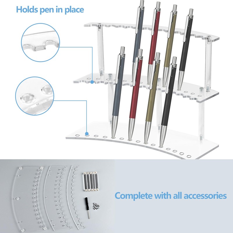 30-Slot Acrylic Pen & Makeup Brush Organizer Holder - 2