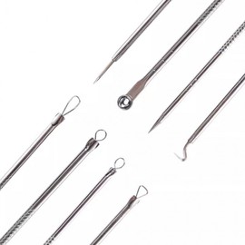 Premium Stainless Steel Facial Blackhead Pimple Extractor Needle Set 4-Piece Set 8ea