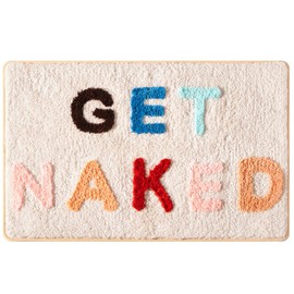 ABOUND LIFESTYLE Bath Mat, Cute Bath Mat, Fade Resistant Cute Bathroom Decor, Funny Tufted Microfiber Bath Rug, Machine Washable, Extra Large Bath Mat, Non-Slip (32”x20”) (Get Naked)