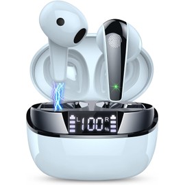 Wireless Earbuds Bluetooth 5.3 Earphones with HiFi Stereo Headphones Wireless, 47H Ear Buds with 4 ENC Noise Cancelling Mics, Dual LED Display in Ear Headphones IP7 Waterproof USB-C for Work, Home