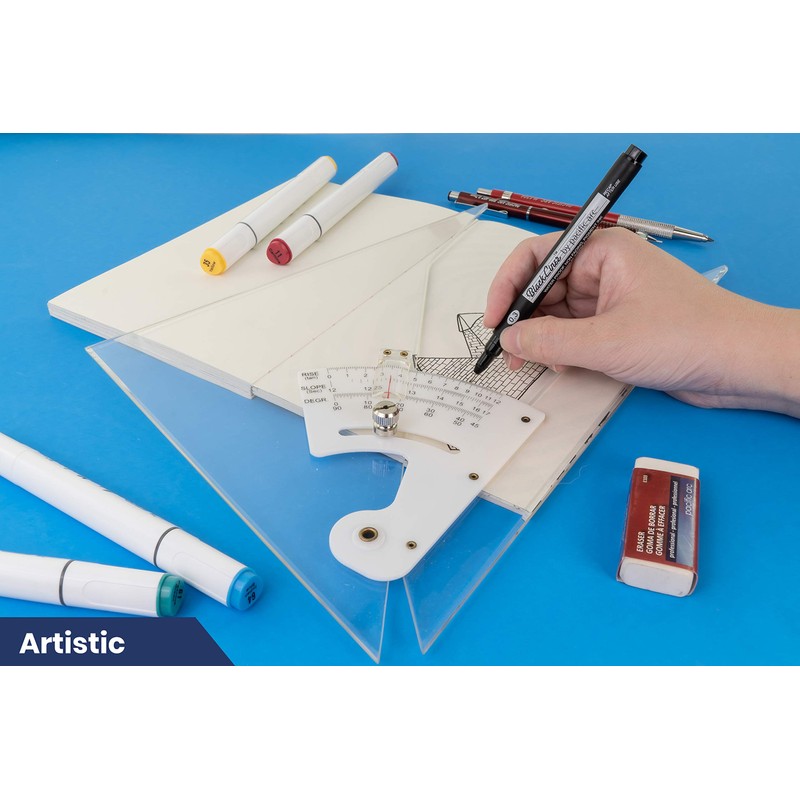 Pacific Arc Professional Adjustable Triangle Clear With Inking Edge 10"