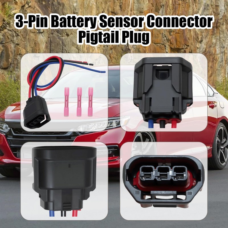 3-Pin Battery Sensor Connector Pigtail Plug Compatible with Honda Accord