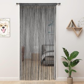 YIIBAII Beaded Curtain Beaded Curtains for Doorways Crystals Suitable for Interior Hanging Decoration and Partitions Closet Curtains (39"x79", Grey)