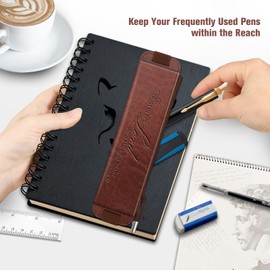 FINPAC 2-Pack Elastic Pencil Case for Notebook, Leather Pen Holder Stationery Zipper Bag for Pencils, Markers, Pen Pouch w/Elastic Band for Bible Journaling, Planners, Tablets