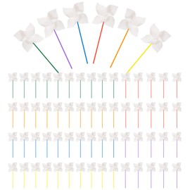 Meyeyaia 60 Pcs DIY Craft Pinwheels Easter Crafts Blank Paper Pinwheels for Spring Summer Craft Activities School Group Daycare Home Fun Graffiti Art Crafts Project