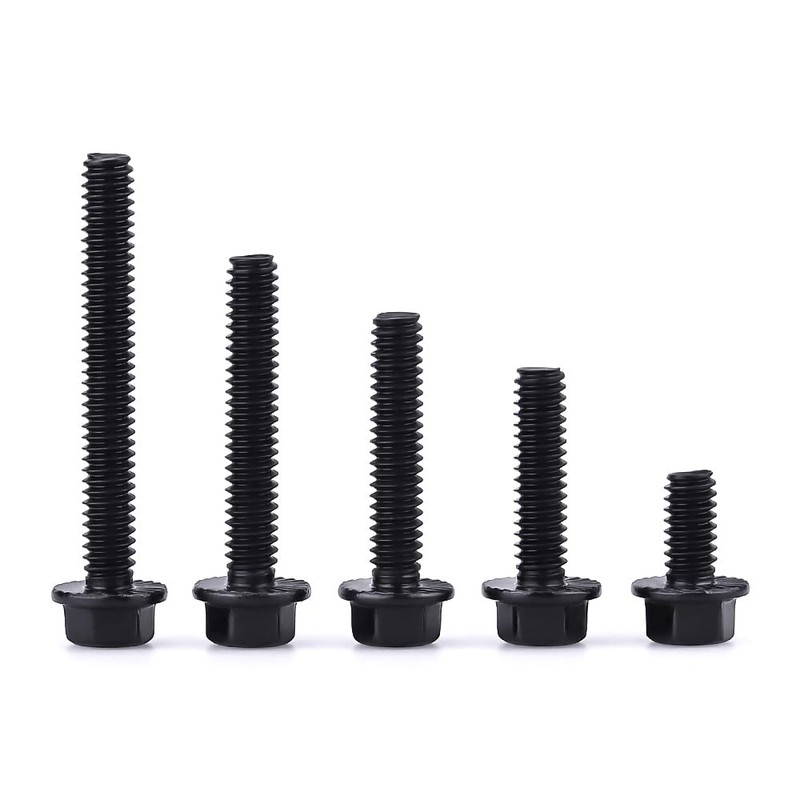 1/4-20 x 1 Black Flanged Hex Head Bolts Screws, 304