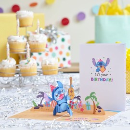 Lovepop Disney’s Stitch Rockin’ Birthday Card 5 x 7” – Handcrafted 3D Pop-Up Greeting Card – Birthday Card, Card for Kids or Son