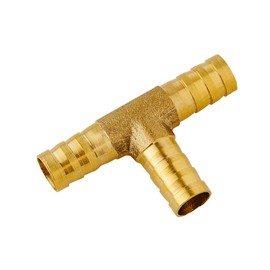 Quickun Brass Barb Fitting Tee, 5/8" x 5/8" x 5/8" ID Hose Barb, Branch Tee 3 Ways Barbed Hose Fitting Adapter Splicer Joint Union