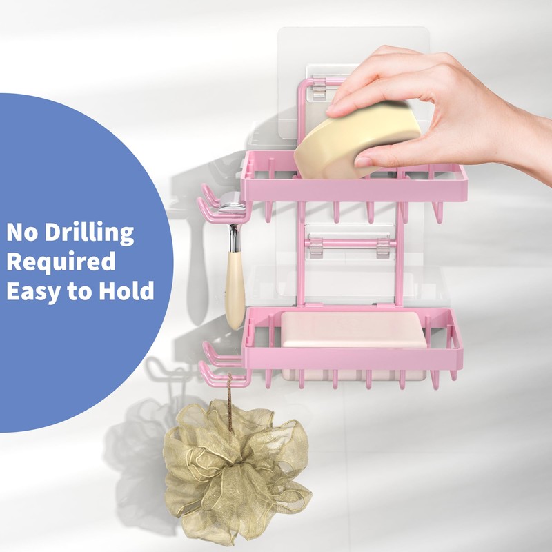 Moforoco Double Soap Bar Holder for Shower, No Drilling, 304