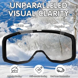 NewBEP Ski Snowboard Goggles - UV Protection Anti-Fog Outdoor Ski Goggles - OTG Snow Skiing Glasses for Men Women Youth (Green Frame - Black Lens)