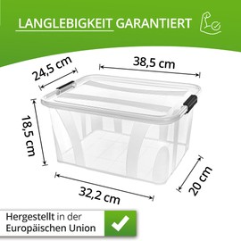 Premium Set of 3 XXL Storage Boxes, Toy Organiser With Lid, Stackable, Ideal for Office, Children's Room, Kitchen and Workshop (Set of 3, 14 Litres)