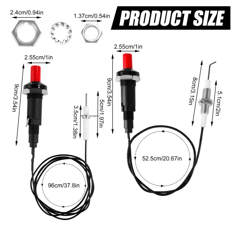 4 Sets Piezo Spark Igniter with 2 Replacement Switch, BBQ