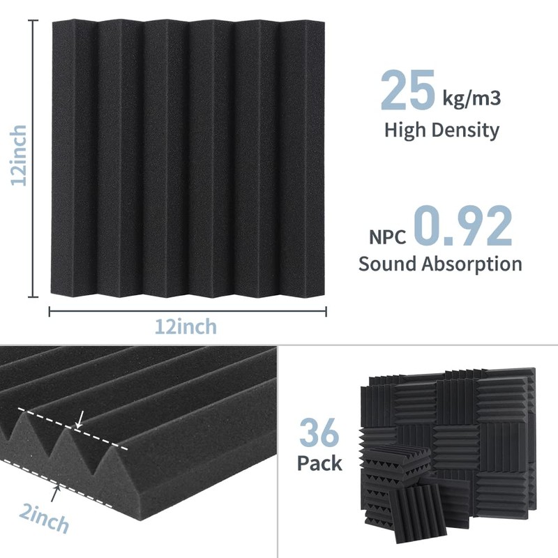 Sound Proof Foam Panels - 12 x 12 x 2