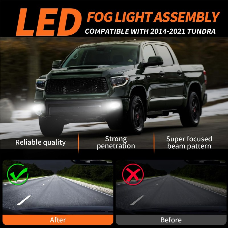 Aspaton Front Bumper Fog Light Assembly Compatible with 2014-2021 Tundra