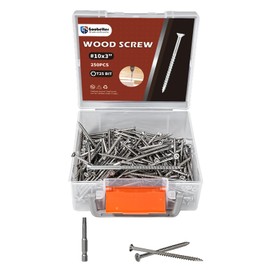 GOOBETTER #10 x 3 Wood Screws, 250 Pcs Exterior Deck Screws, Torx Head Screws, 304 Stainless Steel Corrosion-Resistant for Fencing Decks Outdoor Projects, Includes T25 Torx Drive Bit
