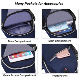 MOSISO Brusttasche Sling Bag Sling Rucksack Schulterrucksack,Polyester Multipurpose Crossbody Schultertasche Umhängetasche Sporttasche Reise Wander Daypack für Herren Damen, Navy Blau