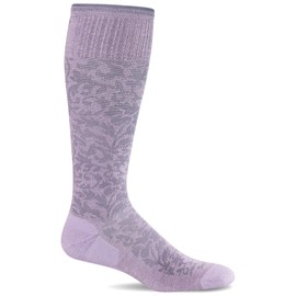 Sockwell Women's Damask Moderate Graduated Compression Sock, Lavender - S/M
