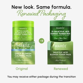 MAREE Blemish Acne Clearing Polishes - Daily Facial Radiance Toner Pads - Witch Hazel Pads Acne Face Toning - Acne Skin Care with BHA Salicylic Acid - Blemish Clearing Witch Hazel Device