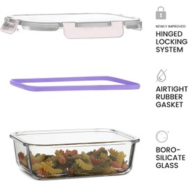 3 Pack Glass Food Storage Containers with Airtight Lids, 28 Oz Square Airtight Lunch Container, Bento Boxes for Lunch, for Microwave, Oven, Freezer and Dishwasher