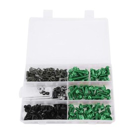 Pack of 198 Motorcycle Fairing Screws Kit, Universal Bolts, Fairing Bolt Kit, Body Bolts, Nut M6 M5 for Off-Road Vehicle, Motorbike, Sports Bike (Green)