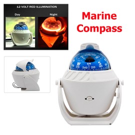 Riloer Auto Marine Marine Compass with Waterproof Compass Ball for Boat Caravan Rotating White